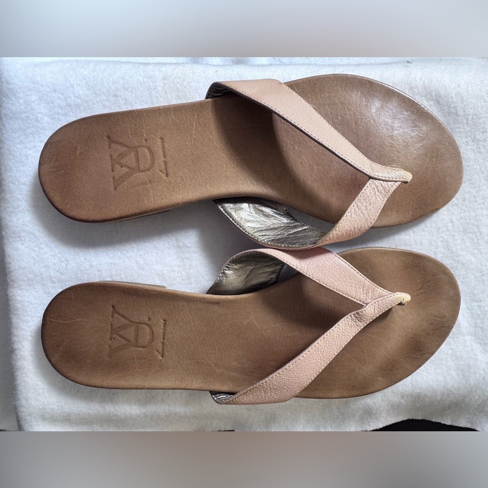 Diana Warner Casual Sandals with Pink Leather Straps and Leather Footbed size 39